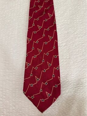 Vito Rufolo Handmade Italian Silk Tie Red Geometric Pattern
